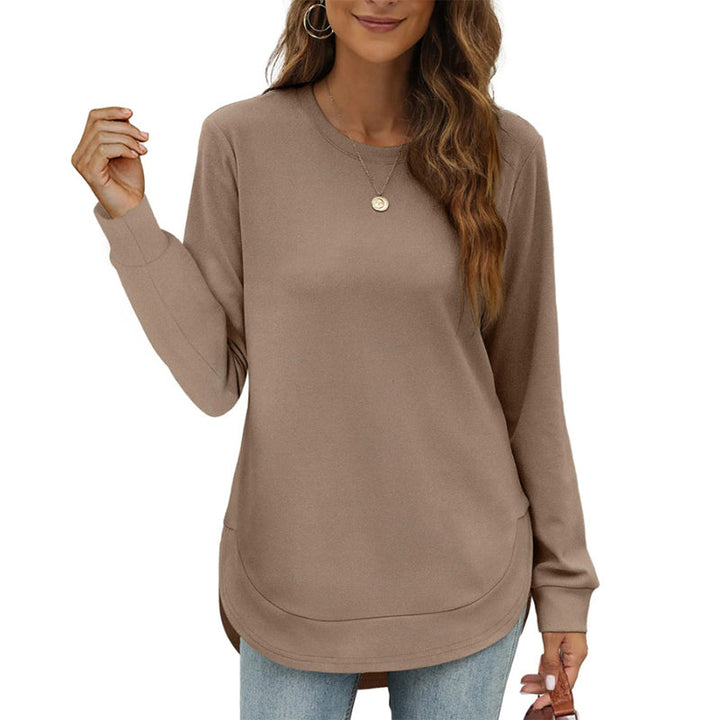 Paloine - Crew Neck Sweatshirt With Curved Hem