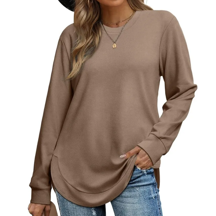 Paloine - Crew Neck Sweatshirt With Curved Hem