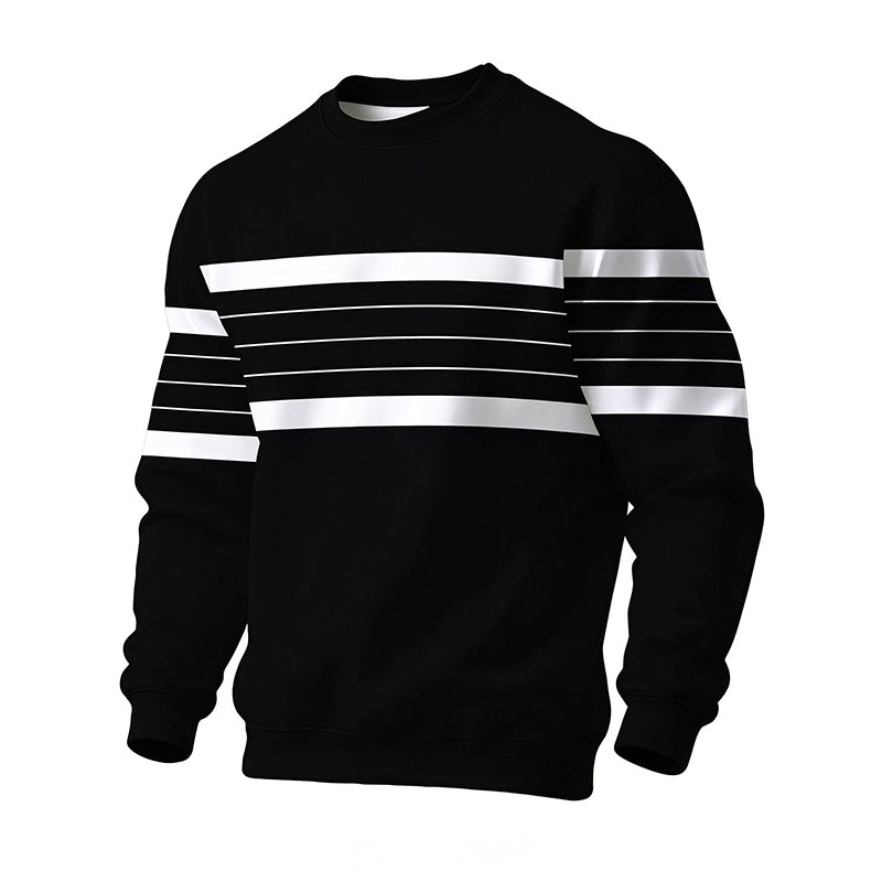 Atlaspeak - Casual Crew Neck Striped Sweatshirt