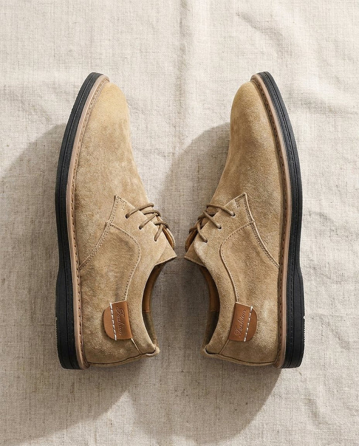 Falkian - Suede Lace-Up Shoes With Contrast Stitching