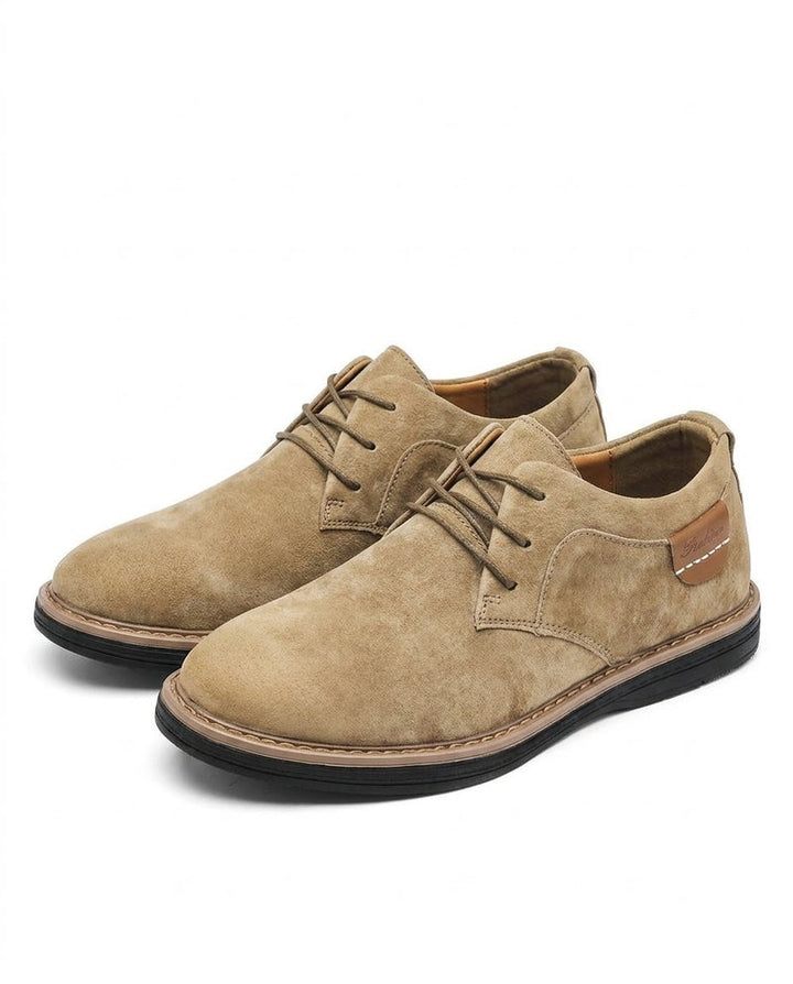 Falkian - Suede Lace-Up Shoes With Contrast Stitching