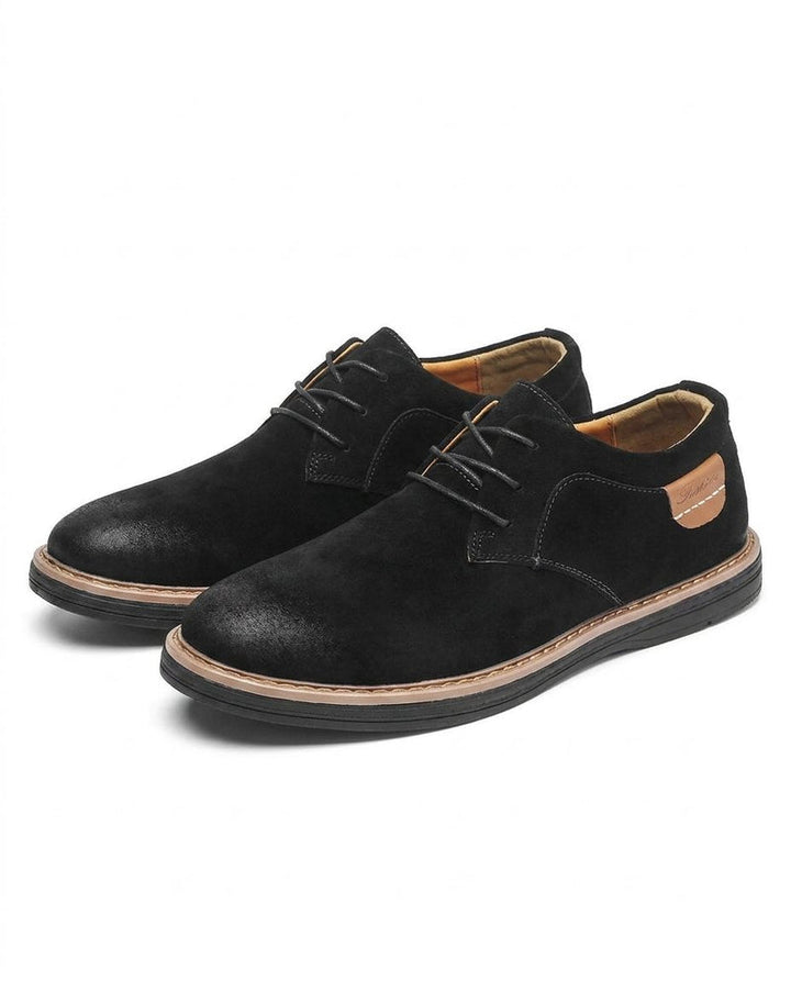 Falkian - Suede Lace-Up Shoes With Contrast Stitching