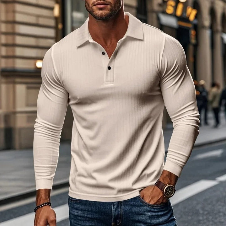 Zaimir - Long Sleeve Polo Shirt with Button