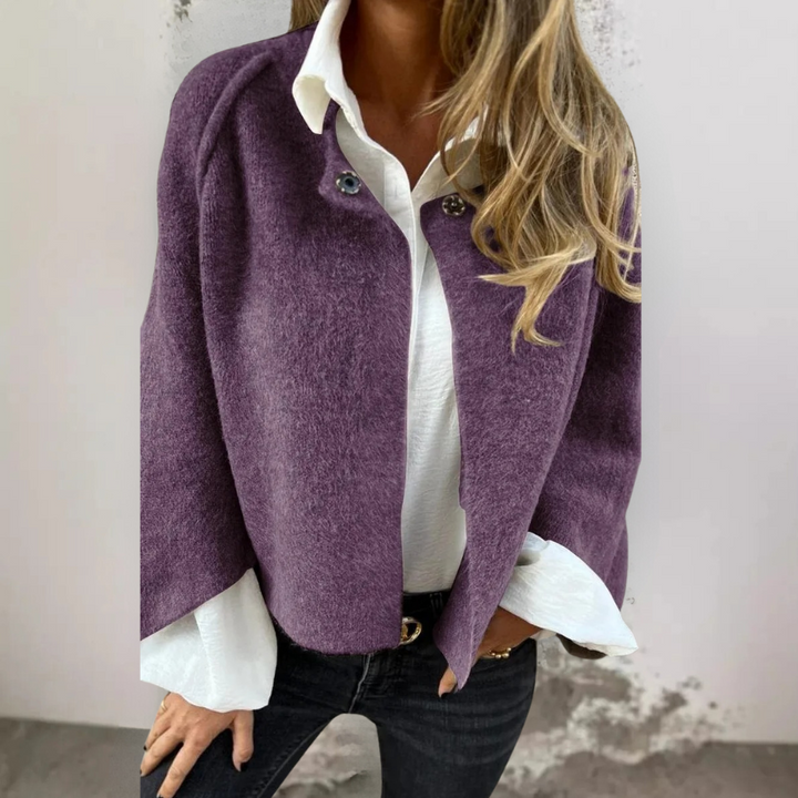 Henrike - Round Neck and Long Sleeves Wool Coat