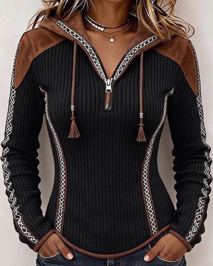 Berouxa - Long Sleeve Hooded With Front Zipper