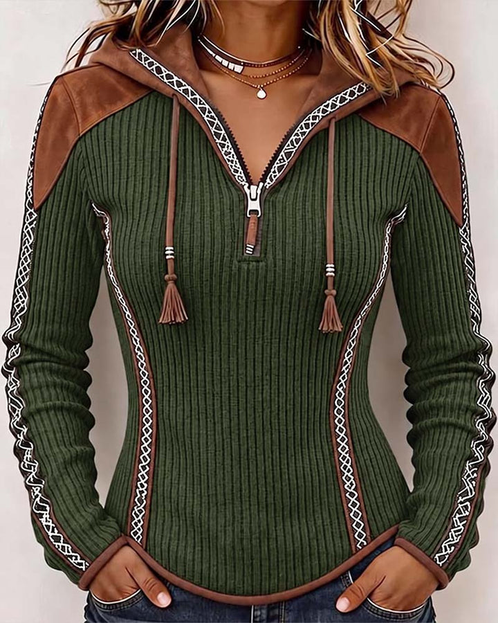 Berouxa - Long Sleeve Hooded With Front Zipper