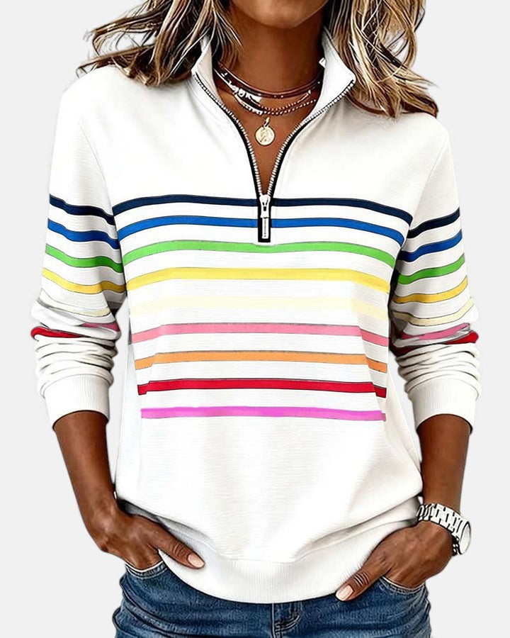 Renaira - Striped Quarter Length Sweatshirt