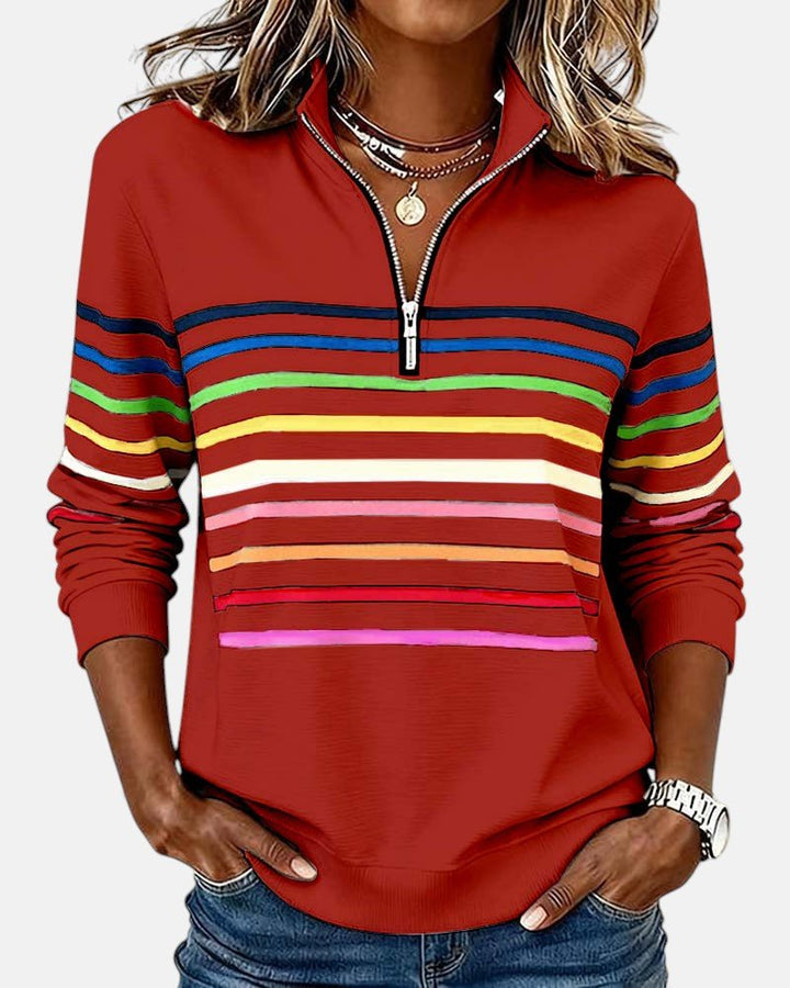 Renaira - Striped Quarter Length Sweatshirt