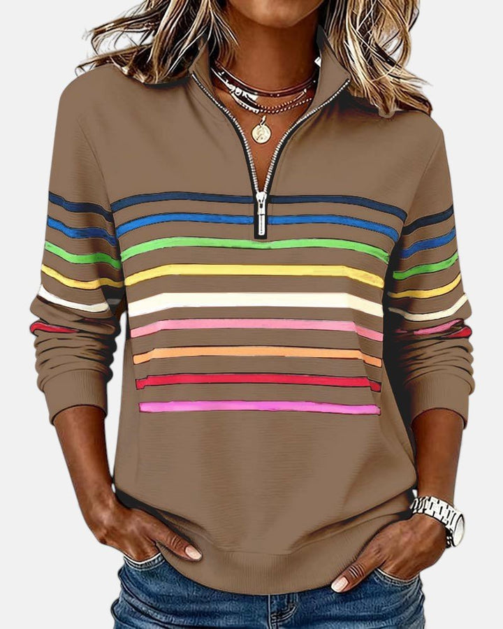 Renaira - Striped Quarter Length Sweatshirt