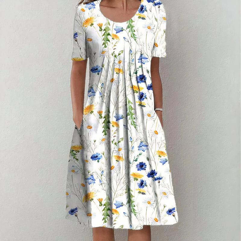 Nicolina - Elegant Cotton Floral Dress